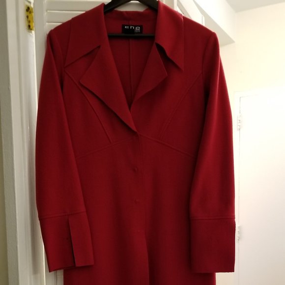 She by Sheri Bodell Womens Long Red Coat, Sz 6, Collector's Item, From $498, New - Picture 6 of 10